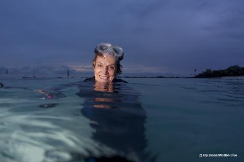 Sylvia Earle Swims among plastics
