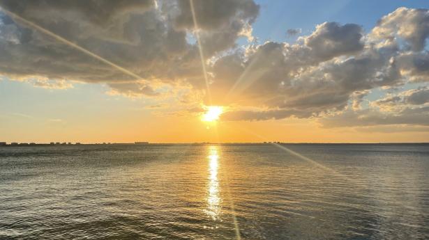 Sunset over the Gulf of Mexico Bay