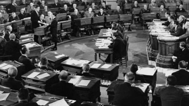 black and white image of congress