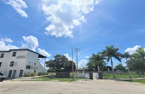 Letson Stadium, trees, lot