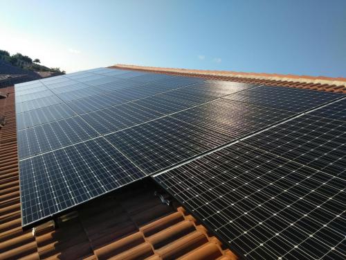 Solar panels on home roof.